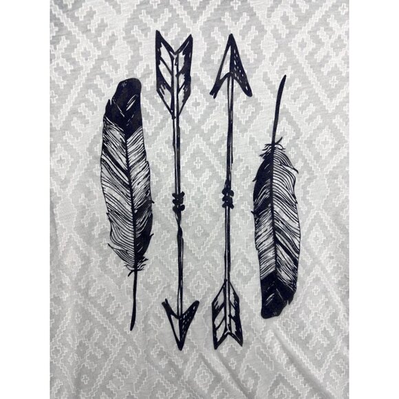 Ariat Womens XL Long Sleeve Raglan Tee Boho Feather & Arrow Graphic - Picture 3 of 5
